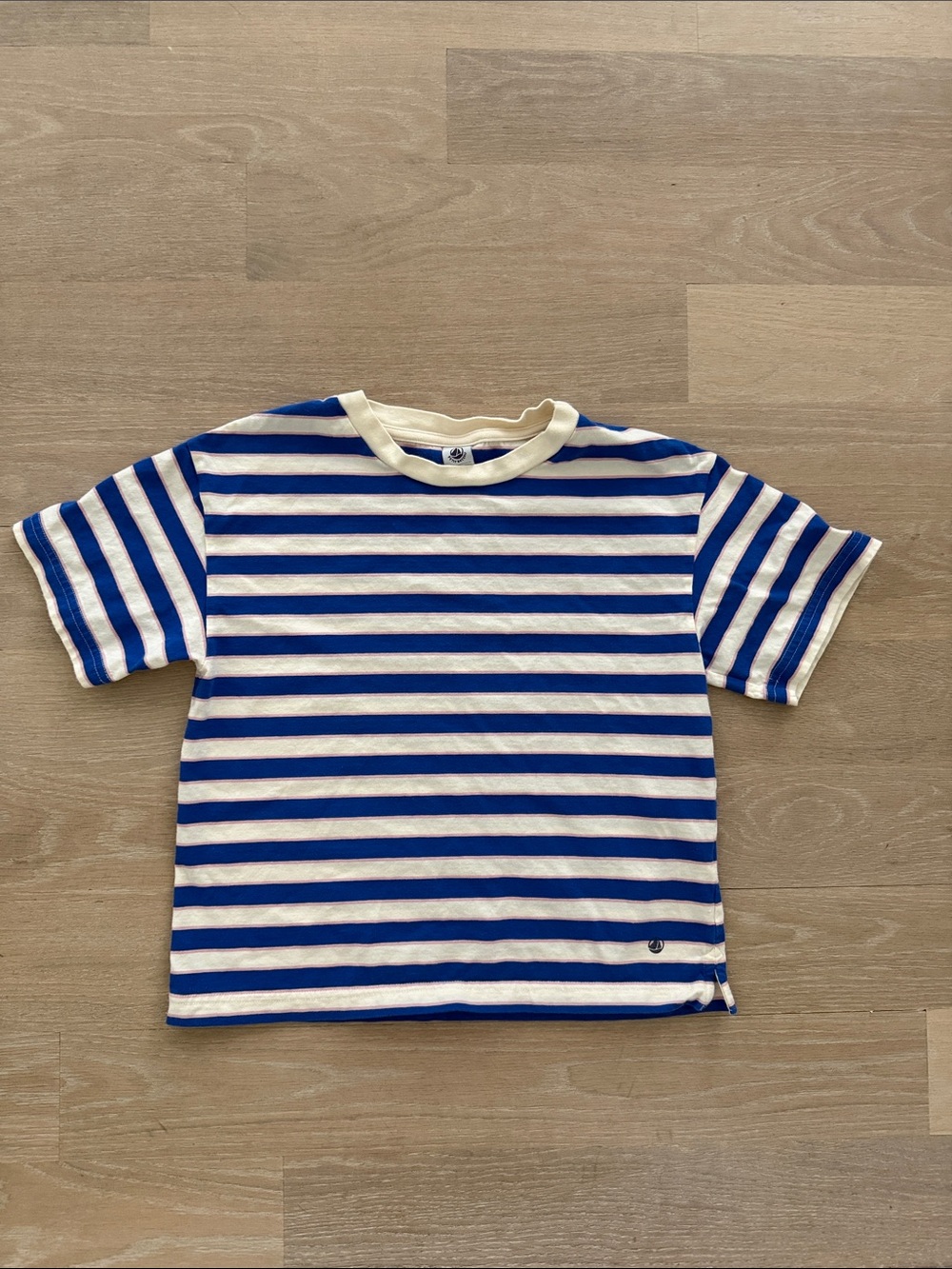 Petit Bateau Blue and White Striped Short Sleeve Tee